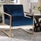 Baxton Studio Mira Navy Blue Velvet Upholstered Gold Finished Metal Lounge Chair 160-9926 - alternate 2